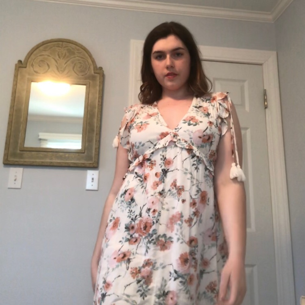 Xhilaration // Lace Back Floral White Dress